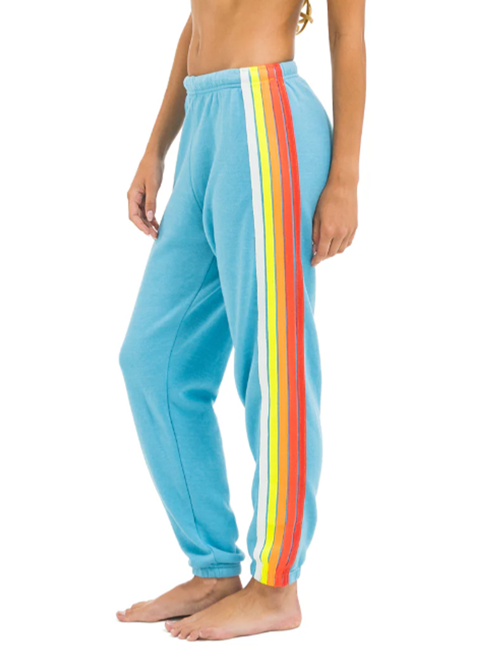 5 Stripe Sweatpants, Aquamarine/White Neon