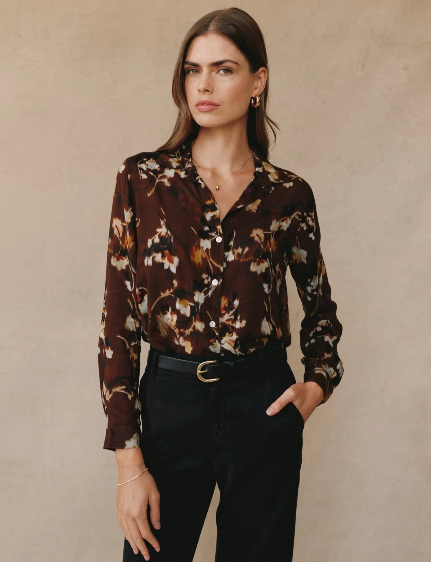 Button Down Shirt, Blurred Blooms