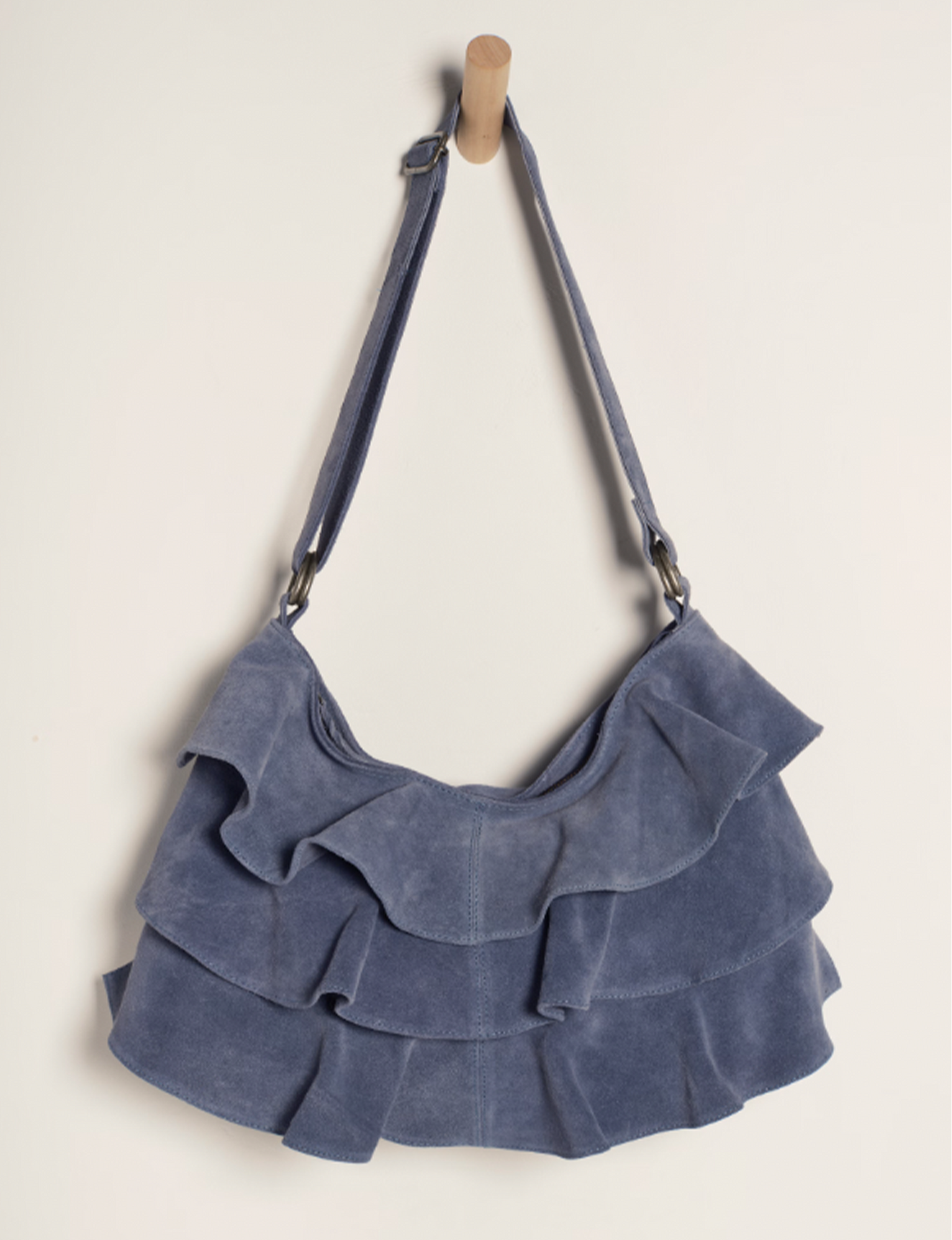 Rae Ruffle Shoulder Bag, Slate