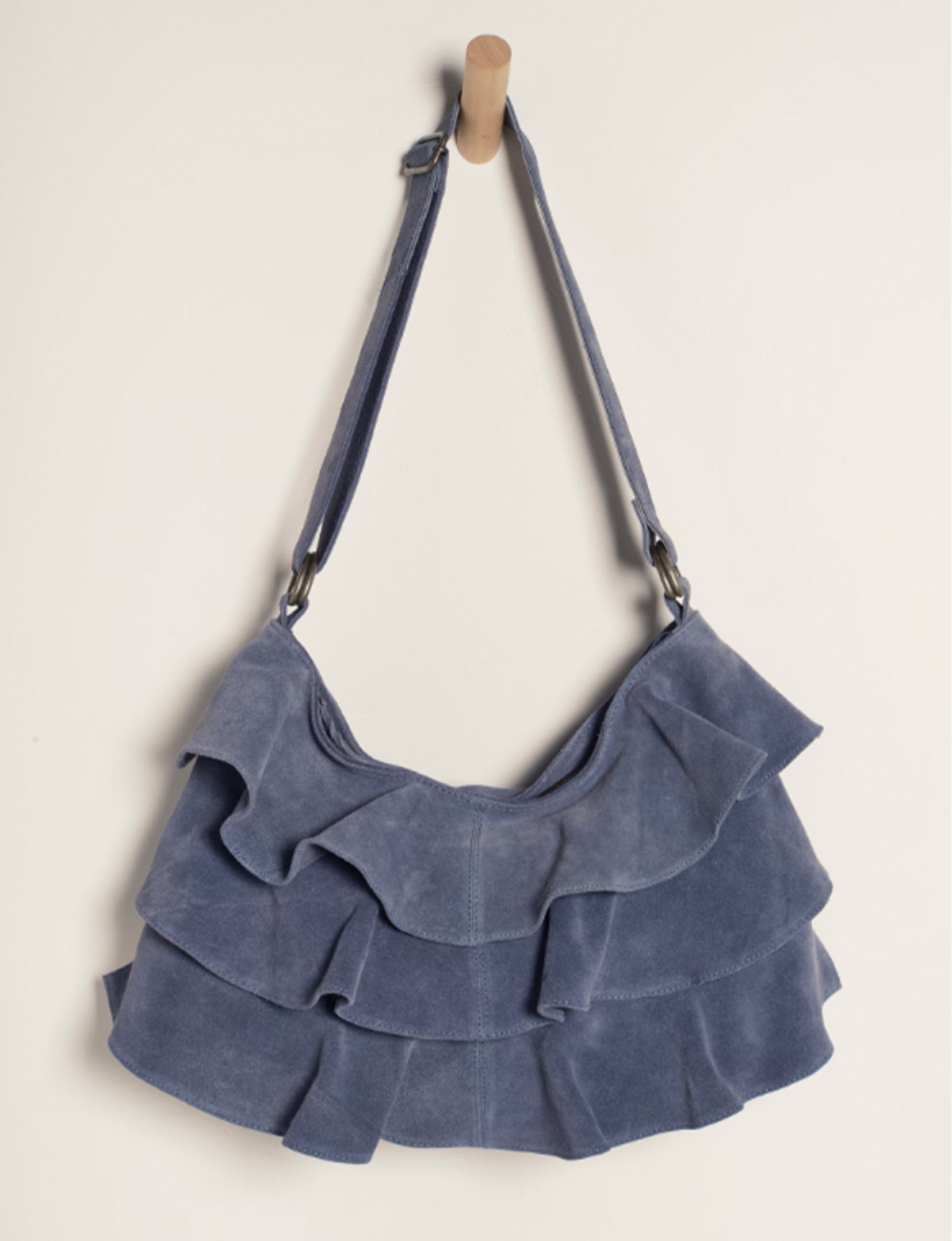 Rae Ruffle Shoulder Bag, Slate