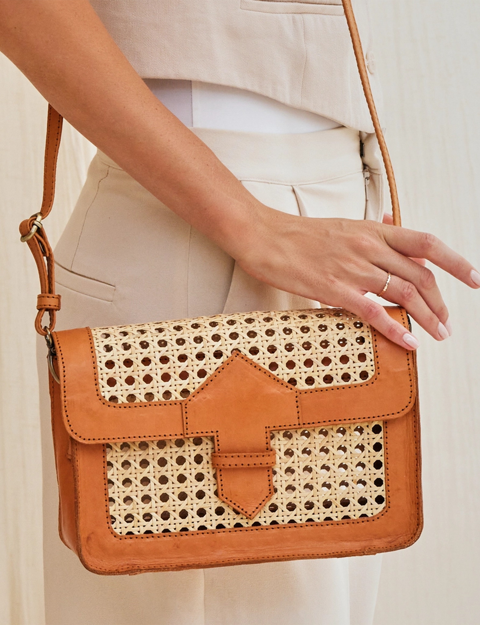 Wind Road Convertible Clutch, Tan