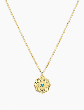 Birthstone Coin Necklace (December), Turquoise