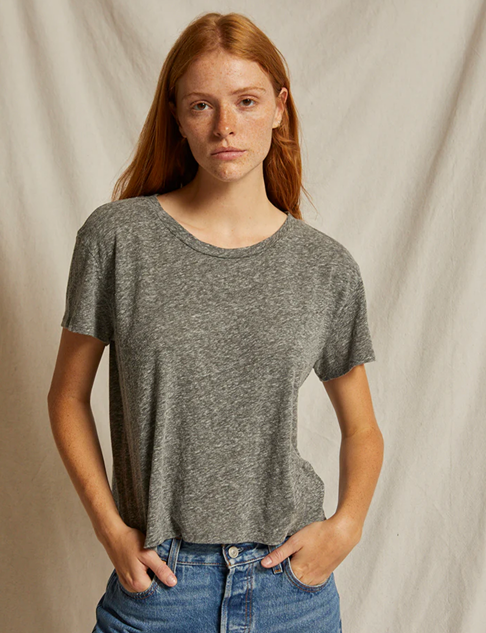 Harley Boxy Crew Tee, Heather Grey