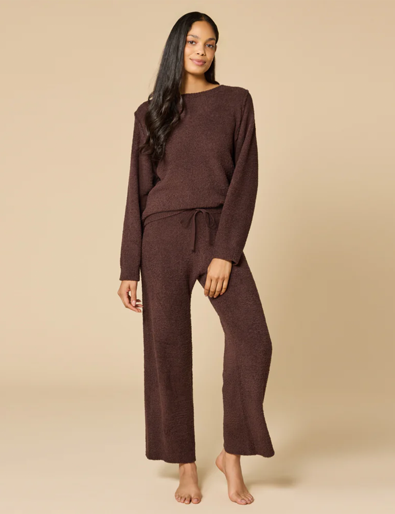 Marshmallow Reverse Seam Bracelet Lounge Set, Espresso