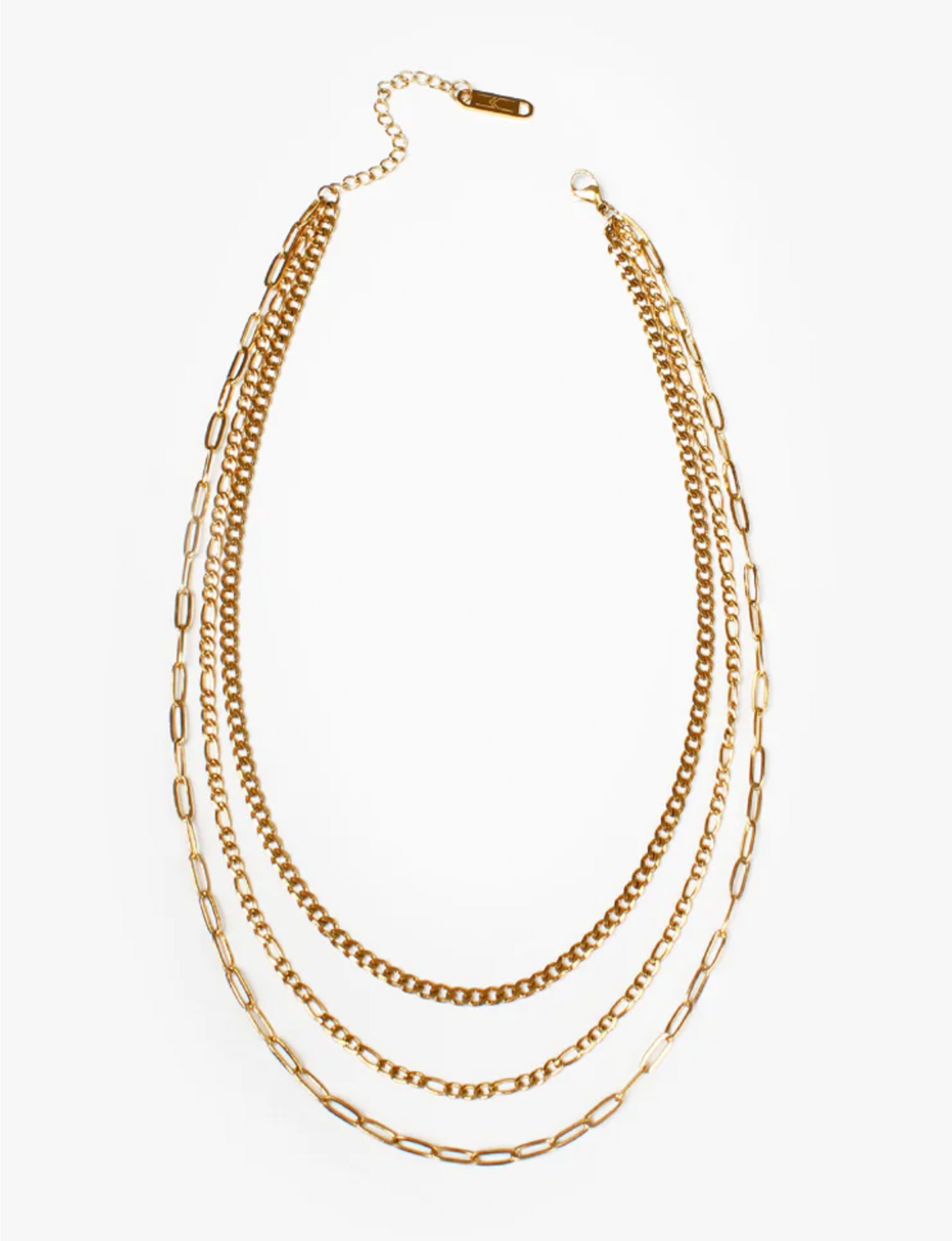 Trilogy Layers Necklace, Gold
