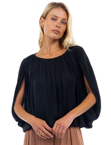 Grecian Drape Blouse, Black