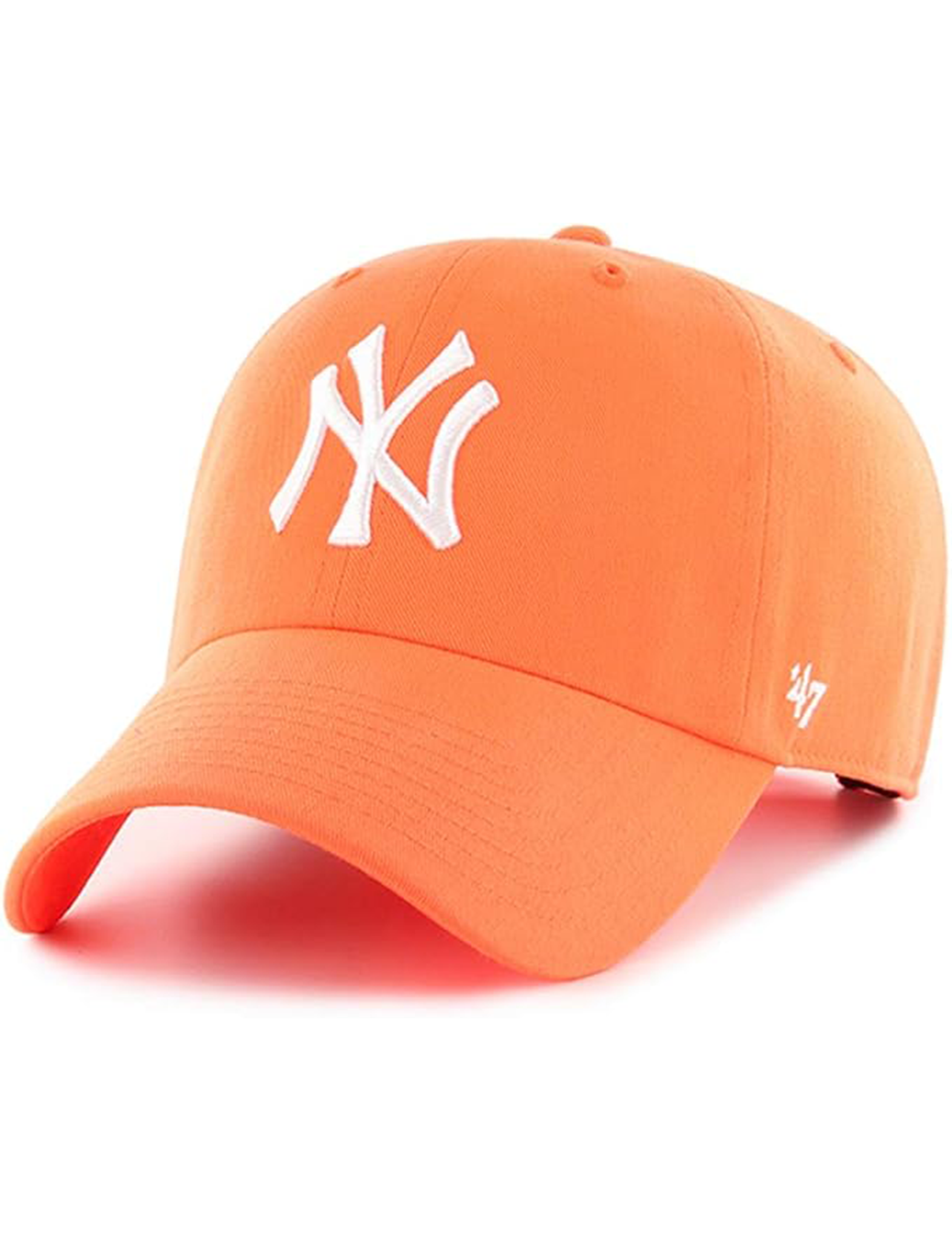 NY Yankees Basic Ball Cap, Neon Orange Neonado/White
