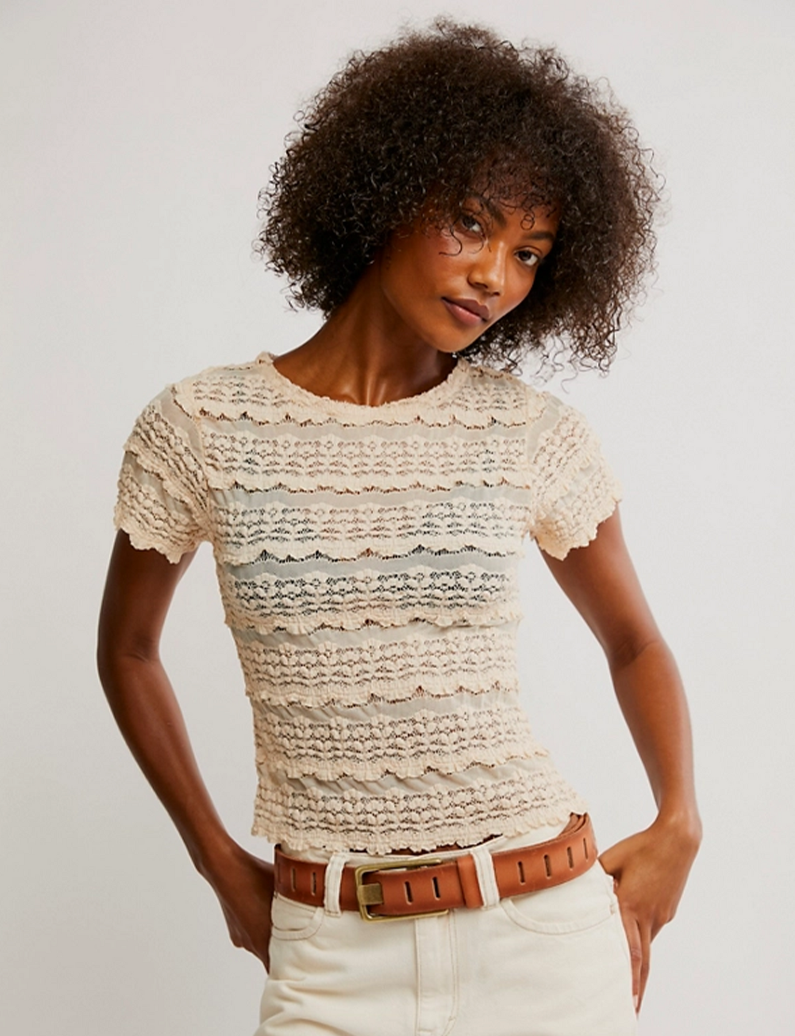 Angelina Lace Tee, Tea