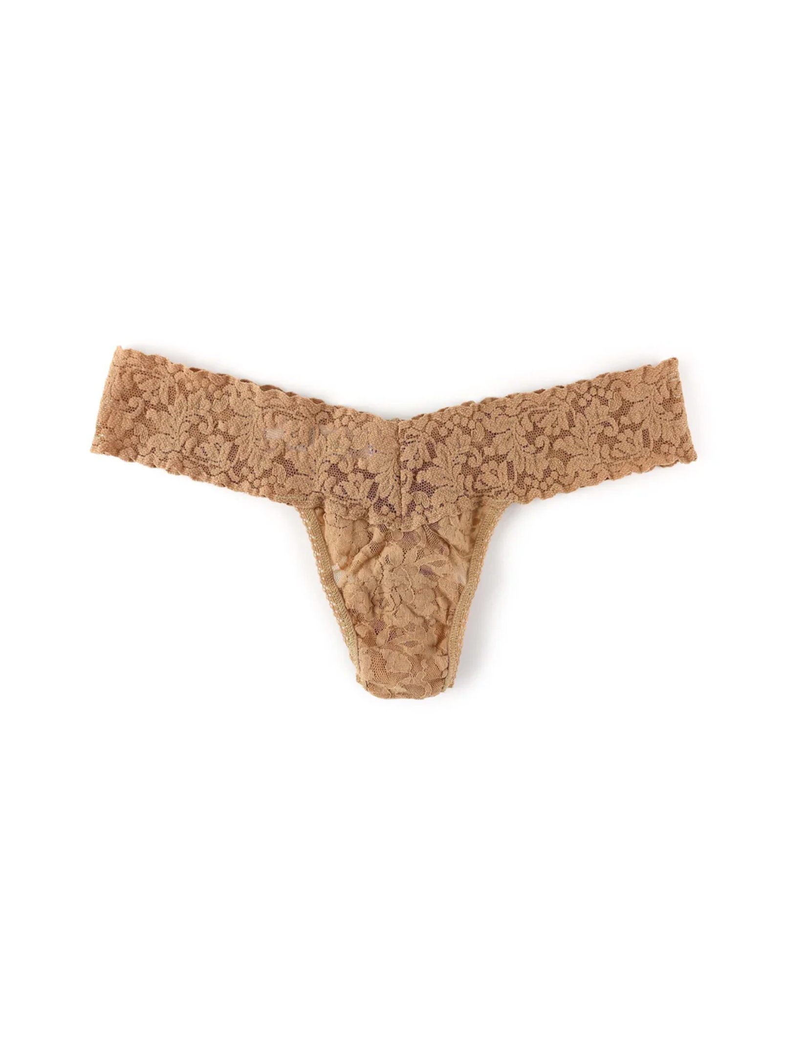 Signature Lace Low Rise Thong, Suntan