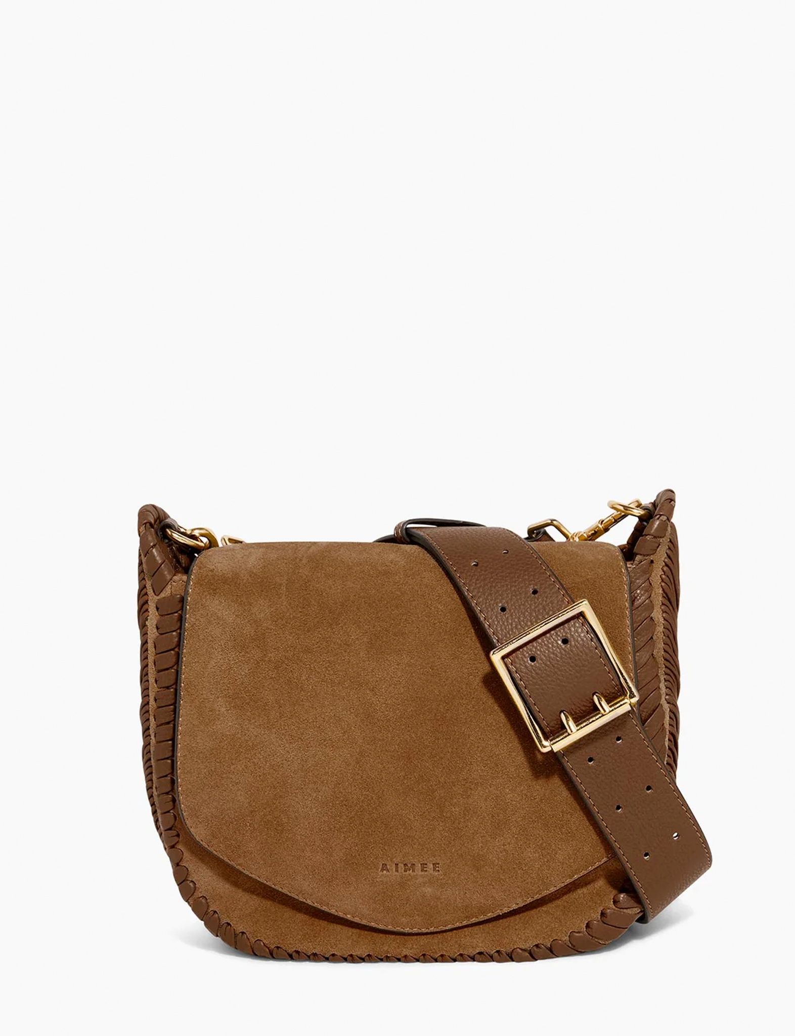 All For Love Saddle Crossbody, Coffee Suede