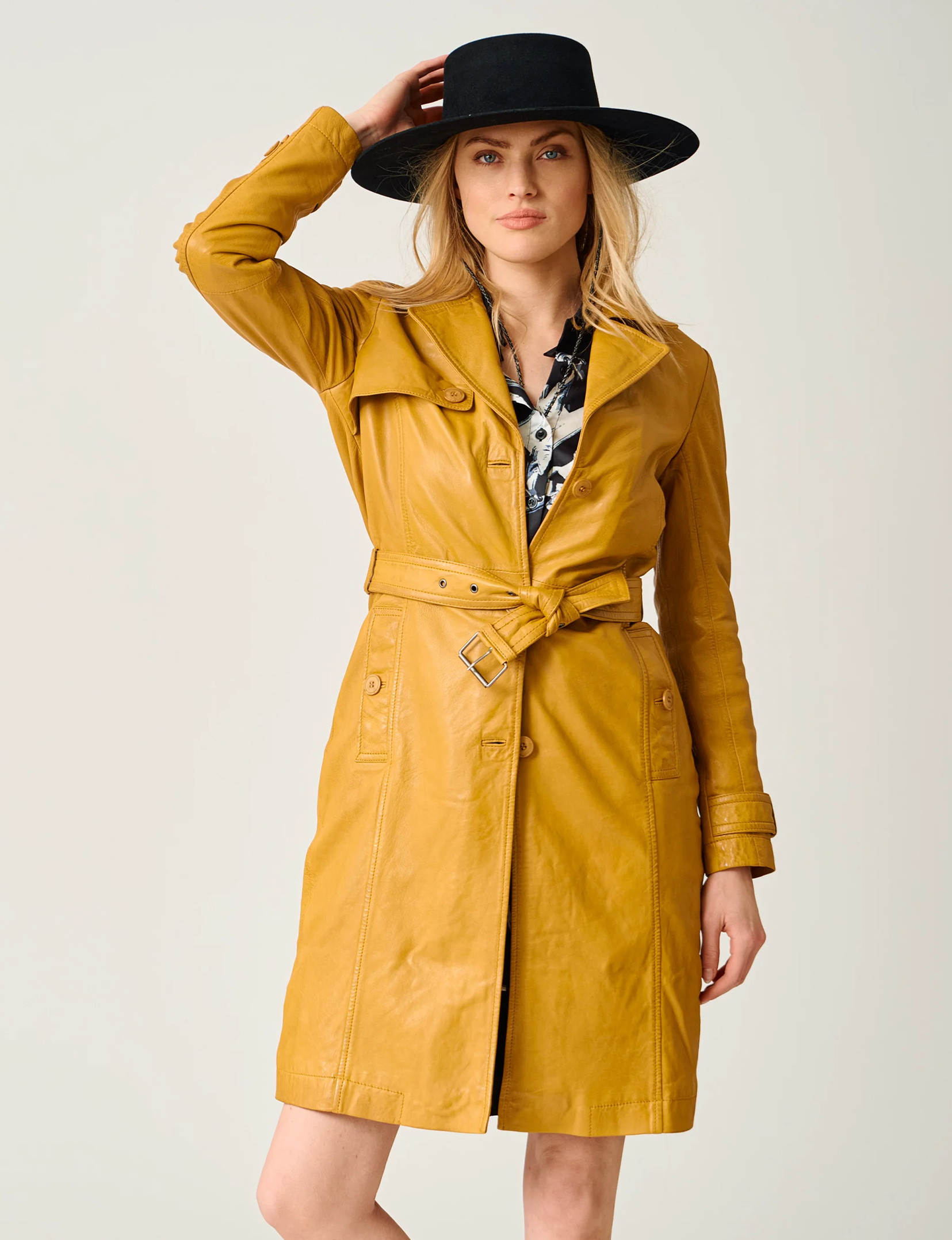Leah CF Trench Coat, Dark Yellow