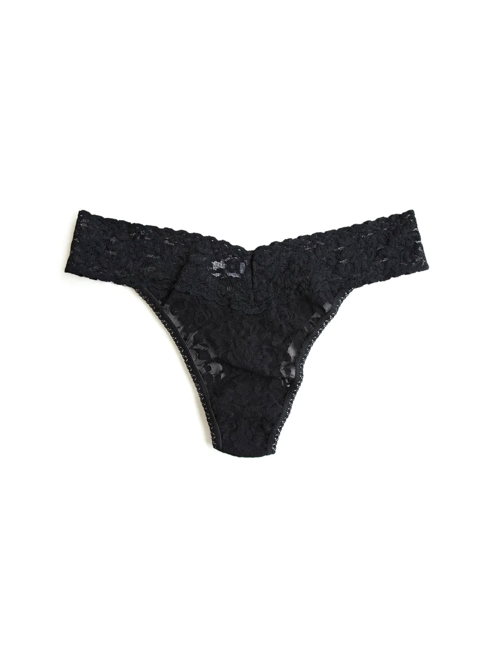 Signature Lace Original Rise Thong, Black