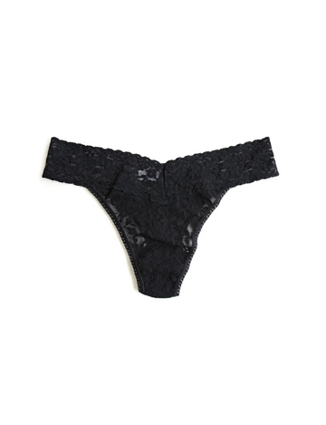 Signature Lace Original Rise Thong, Black