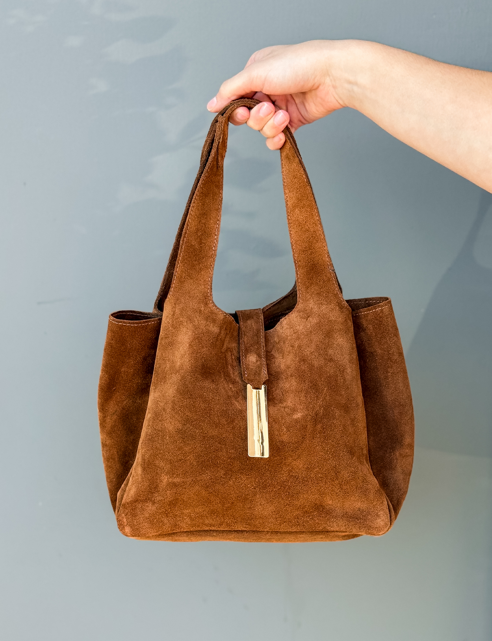 Jane Handbag, Chestnut Suede