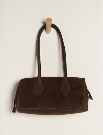 Sierra Shoulder Bag, Chocolate Suede