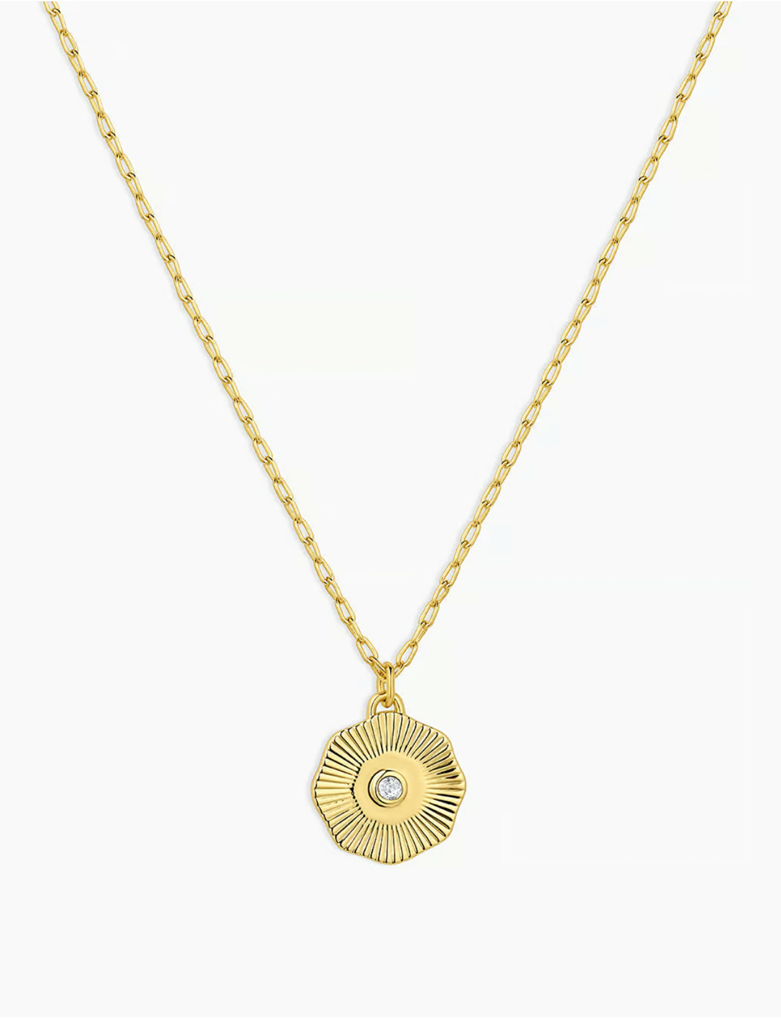 Birthstone Coin Necklace (April), Gold/White Topaz