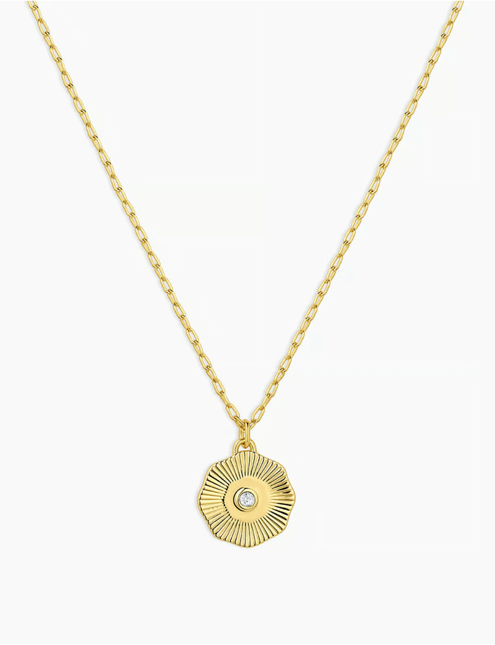 Birthstone Coin Necklace (April), Gold/White Topaz