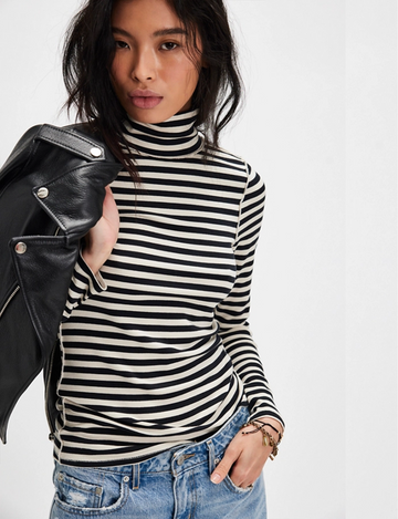 Good Good Stripe Turtleneck, Black/Combo