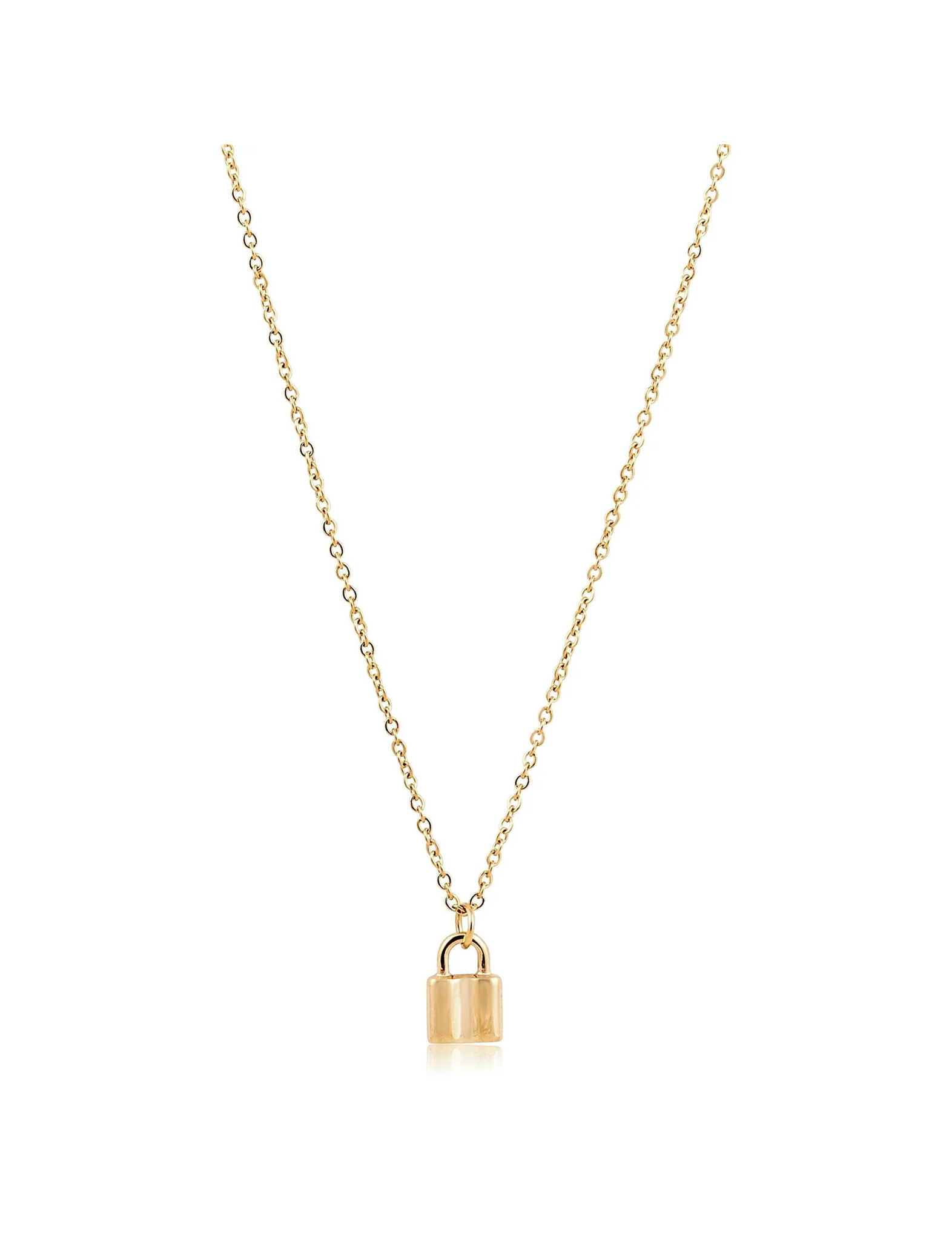 Mini Lock Necklace, Gold