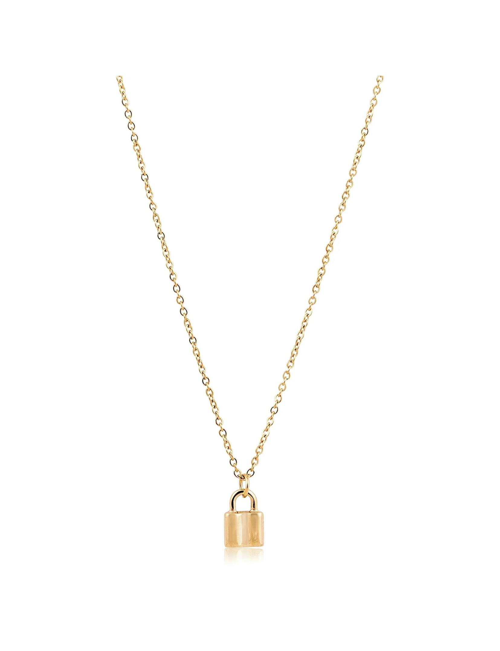 Mini Lock Necklace, Gold