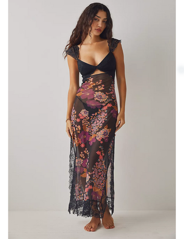 Suddenly Fine Maxi Slip, Black Combo