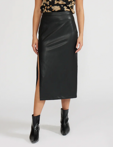 Cade Skirt, Black Faux Leather