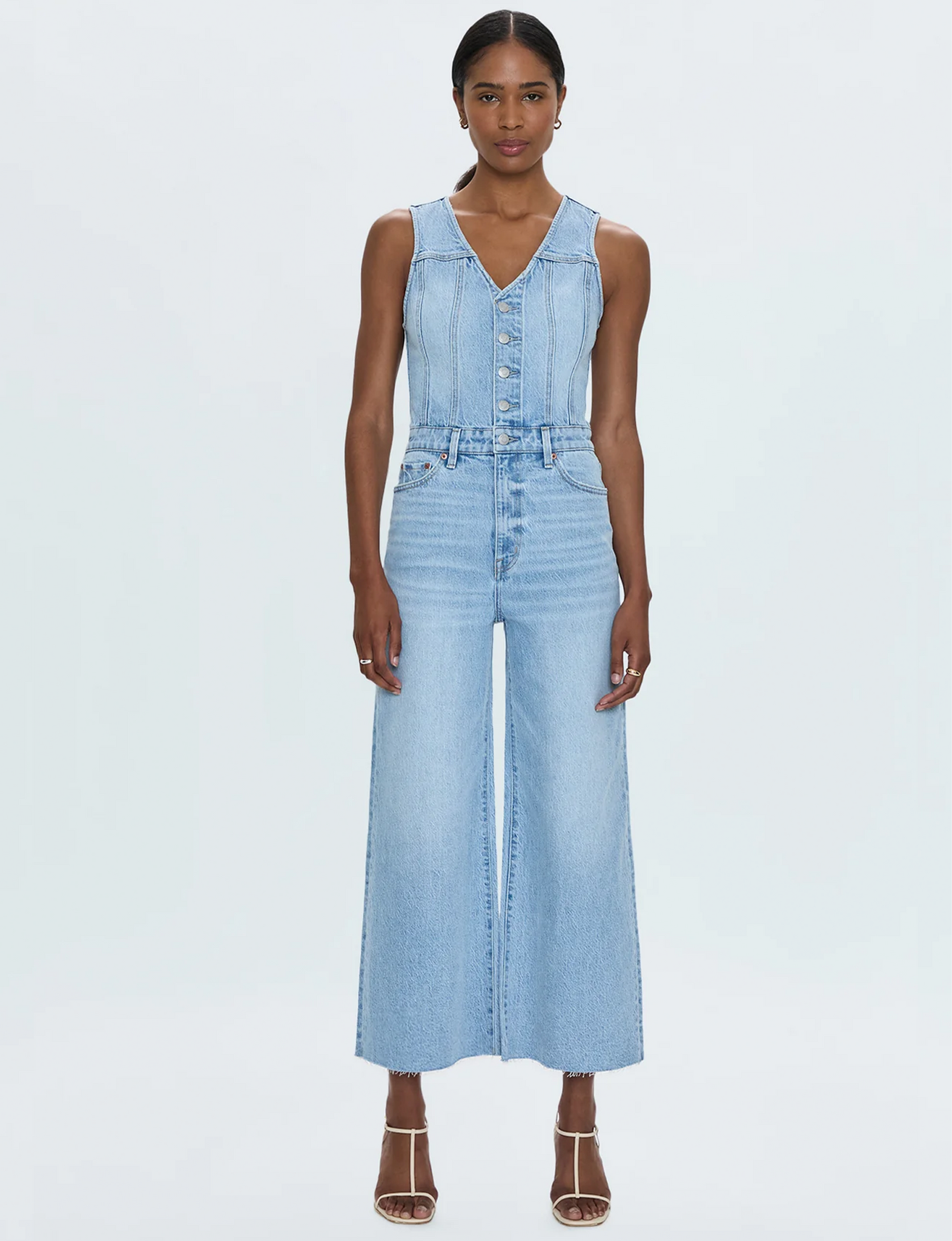 Aria Fitted Vest Cropped Jumpsuit, Priority