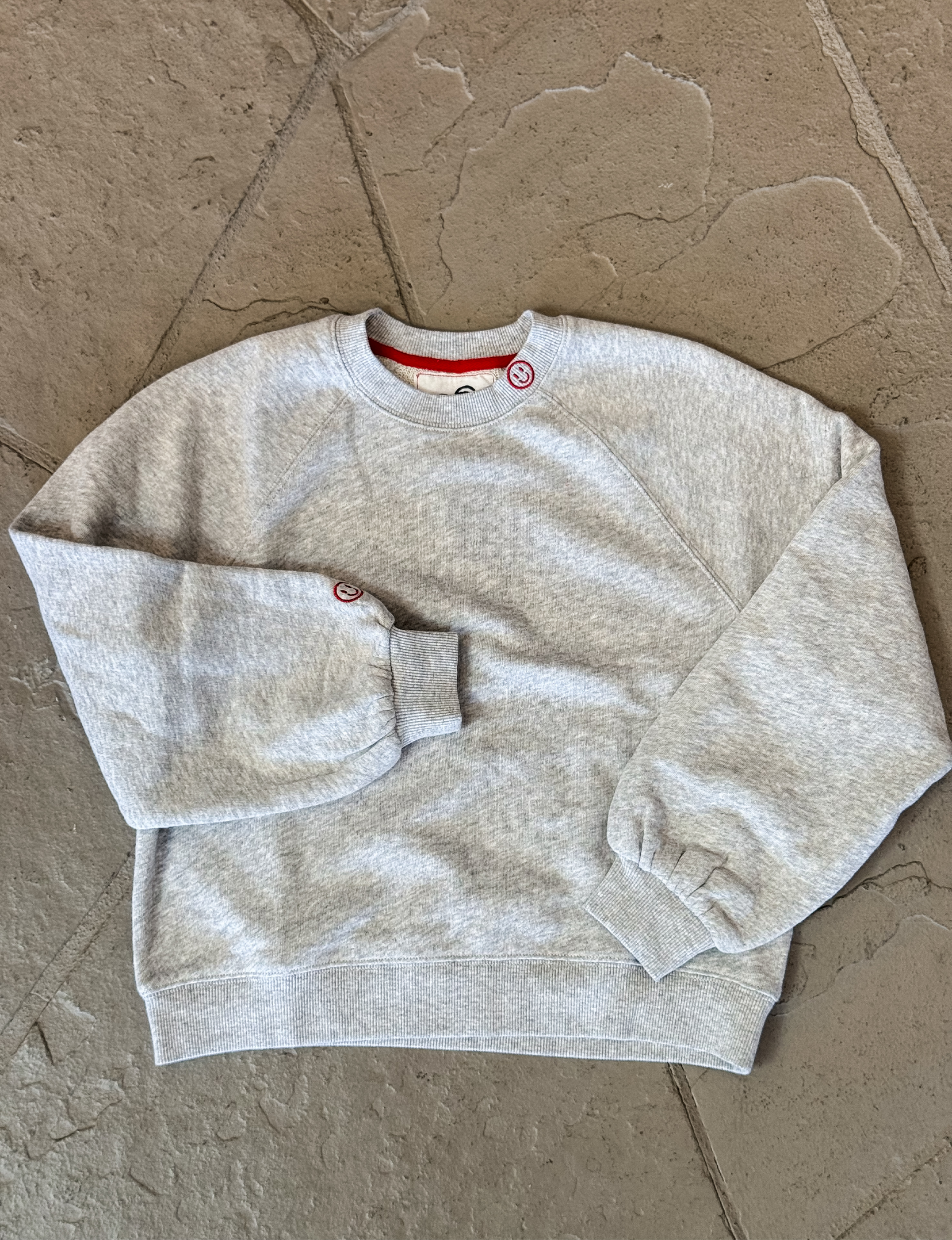 Smiley Face Sweatshirt, Heather Grey