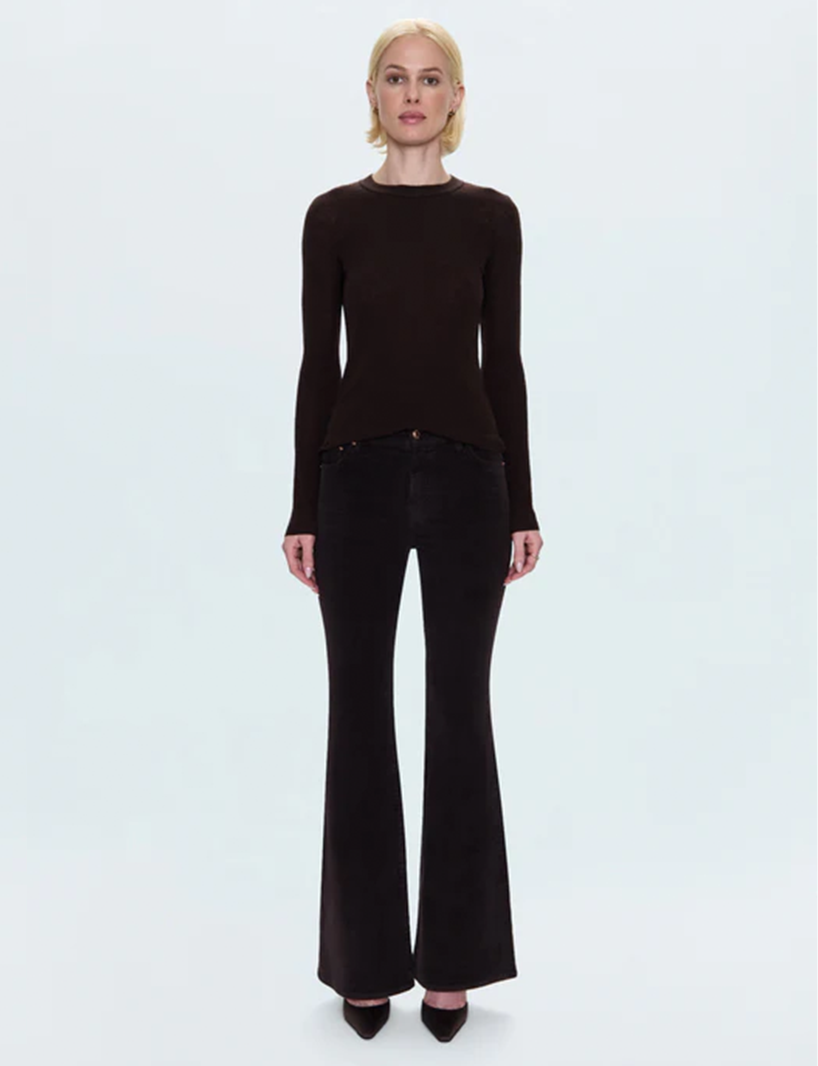 Kinsley Corduroy Mid-Rise Ultra Flare, Mocha