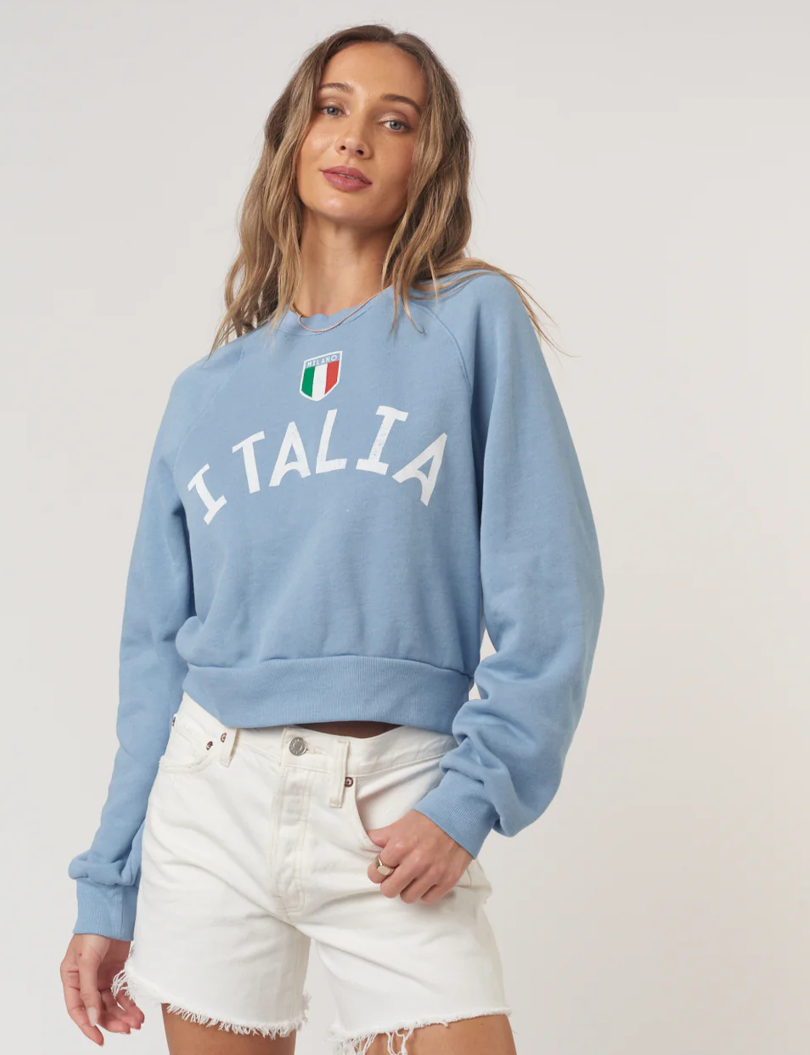Italia Shrunken Sweatshirt, Provence Blue