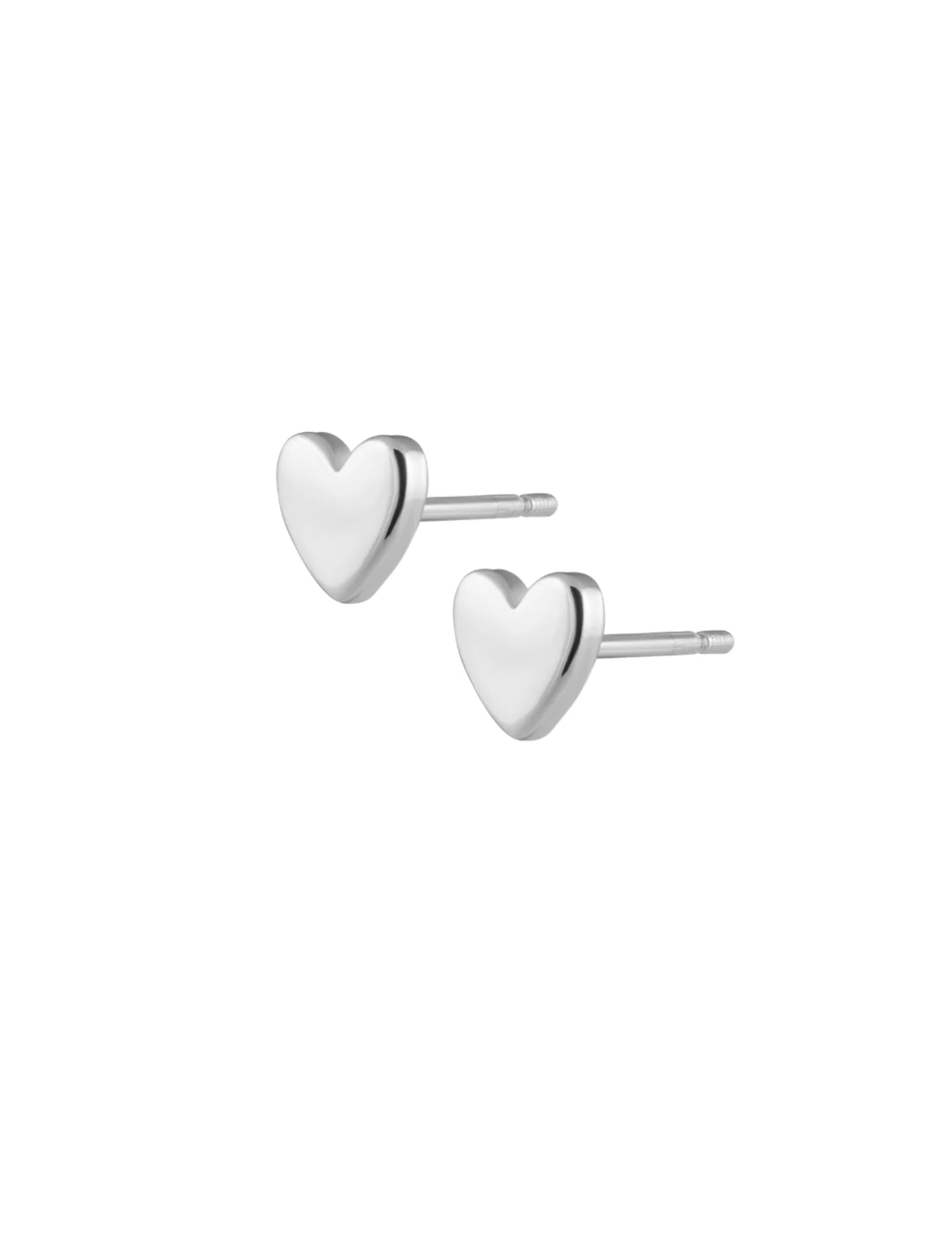 Solid Heart Studs, Silver