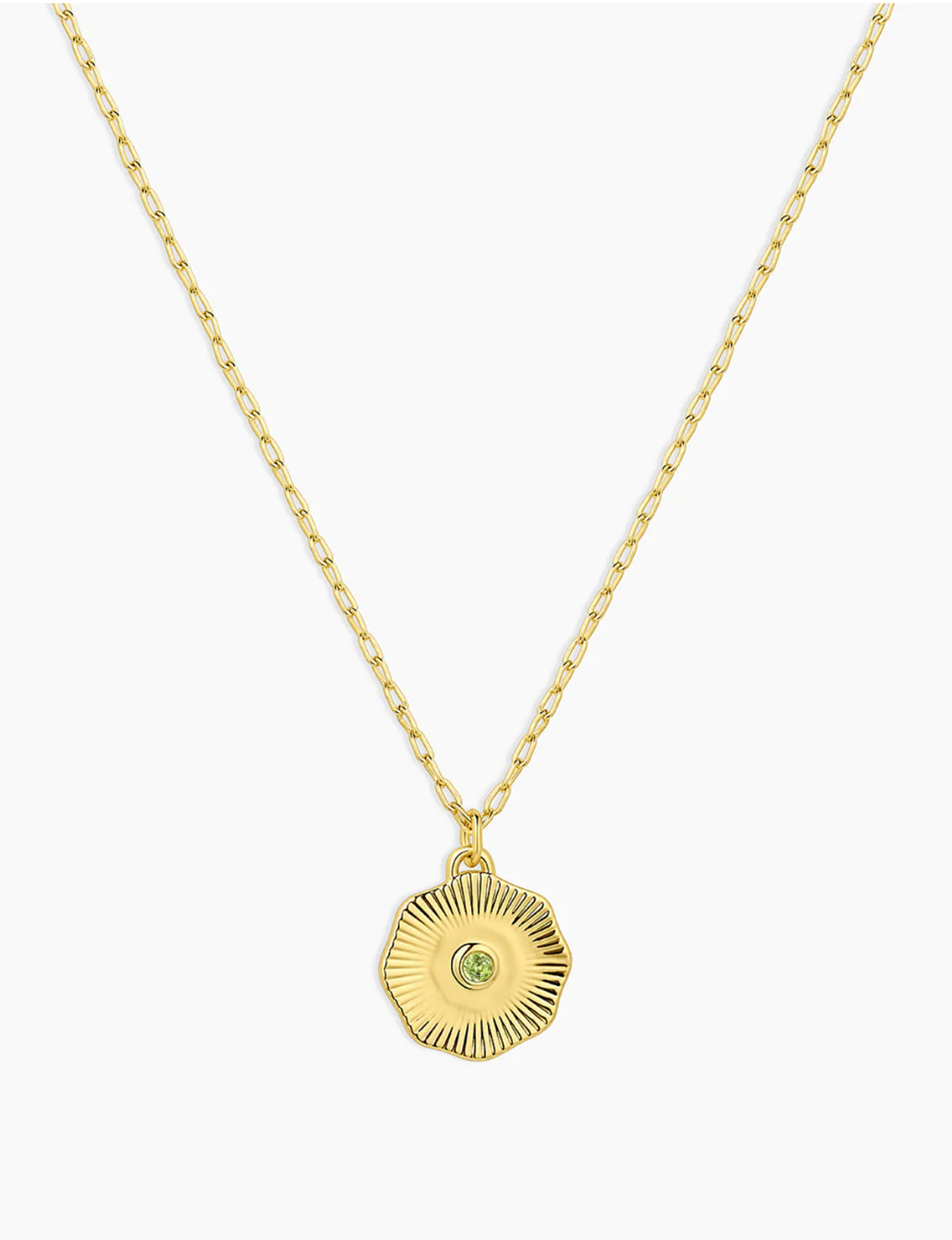 Birthstone Coin Necklace (August), Gold/Peridot