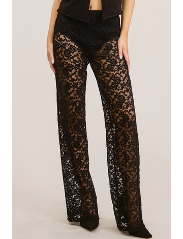 Sheer Lace Pants, Black