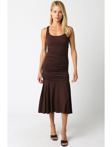 Danna Ruffle Dress, Dark Brown