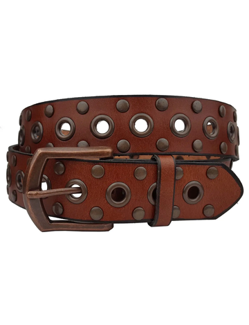 Vintage Leather Studded Belt, Brown