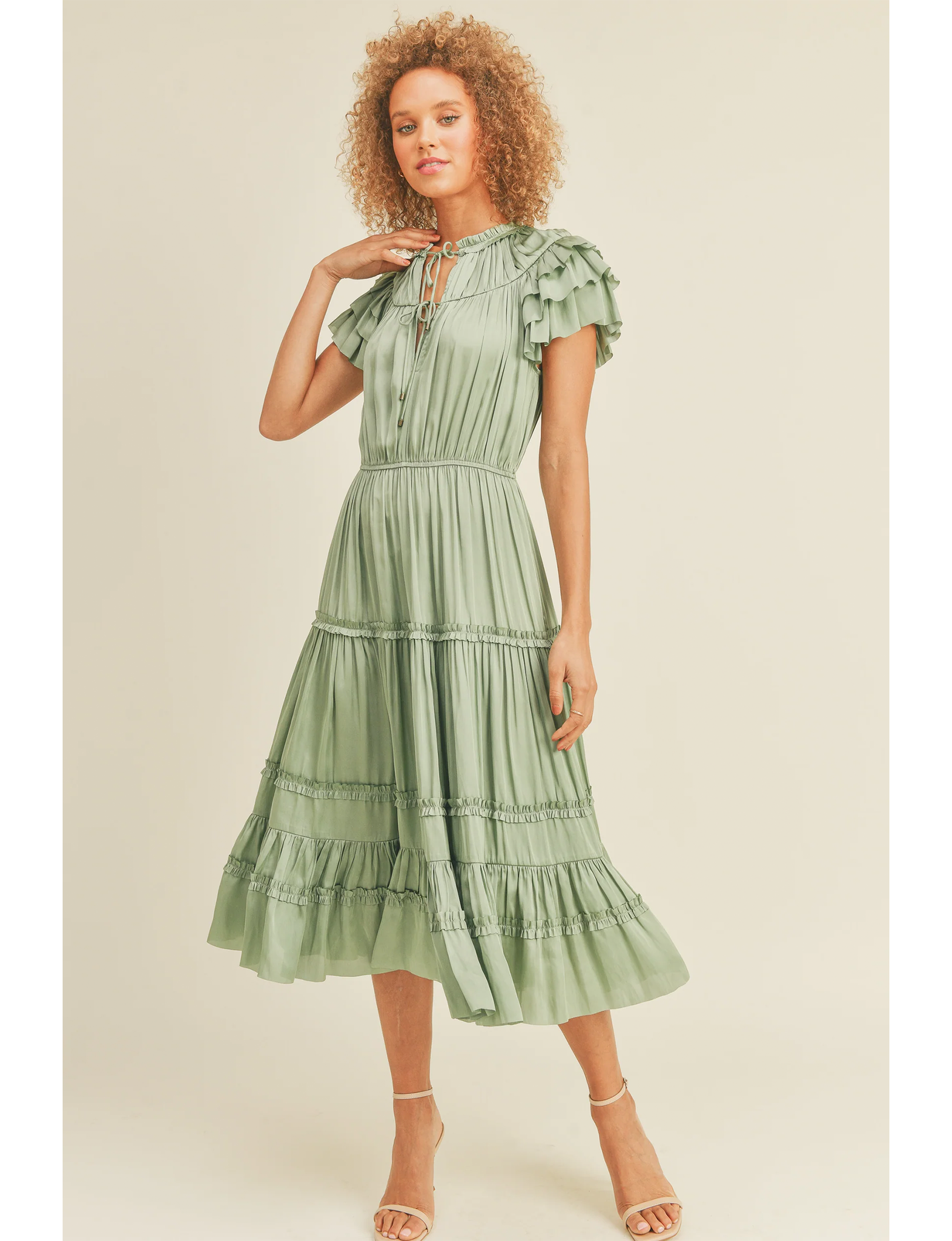 Kianna Short Sleeve Dress, Sage