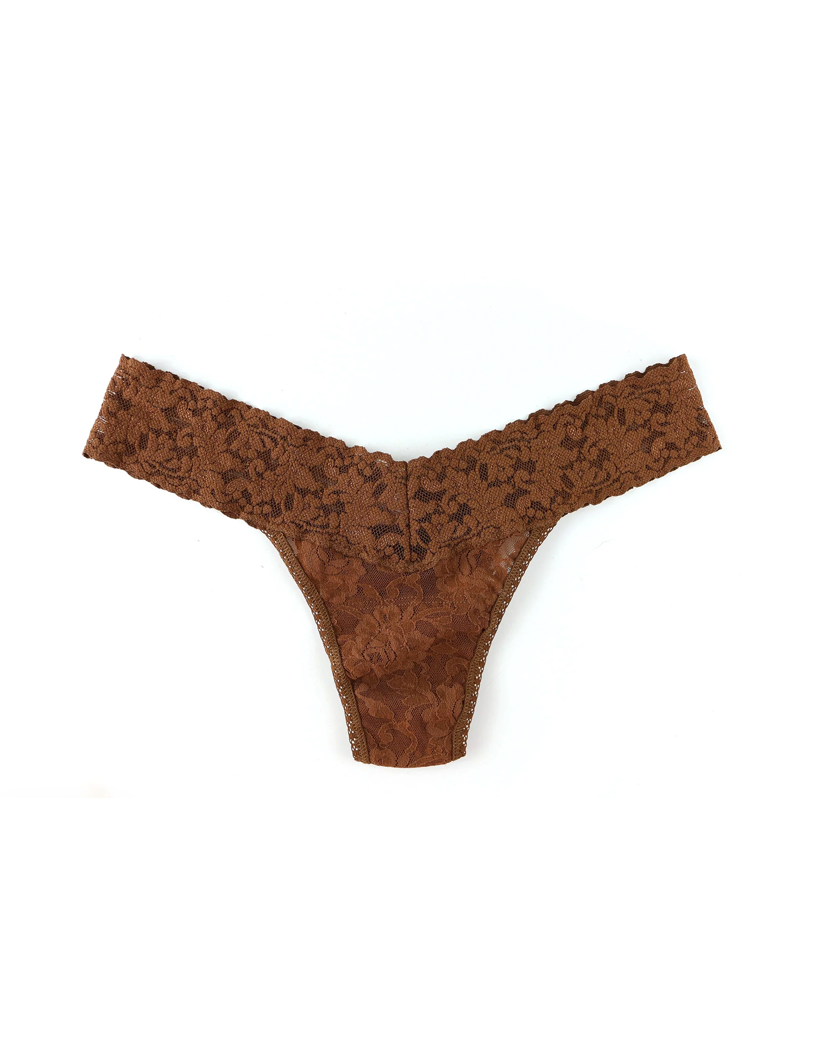 Signature Lace Low Rise Thong, Macchiato Brown