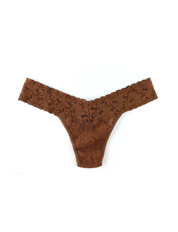Signature Lace Low Rise Thong, Macchiato Brown