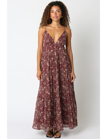 Helen Floral Dress, Plum/Cream