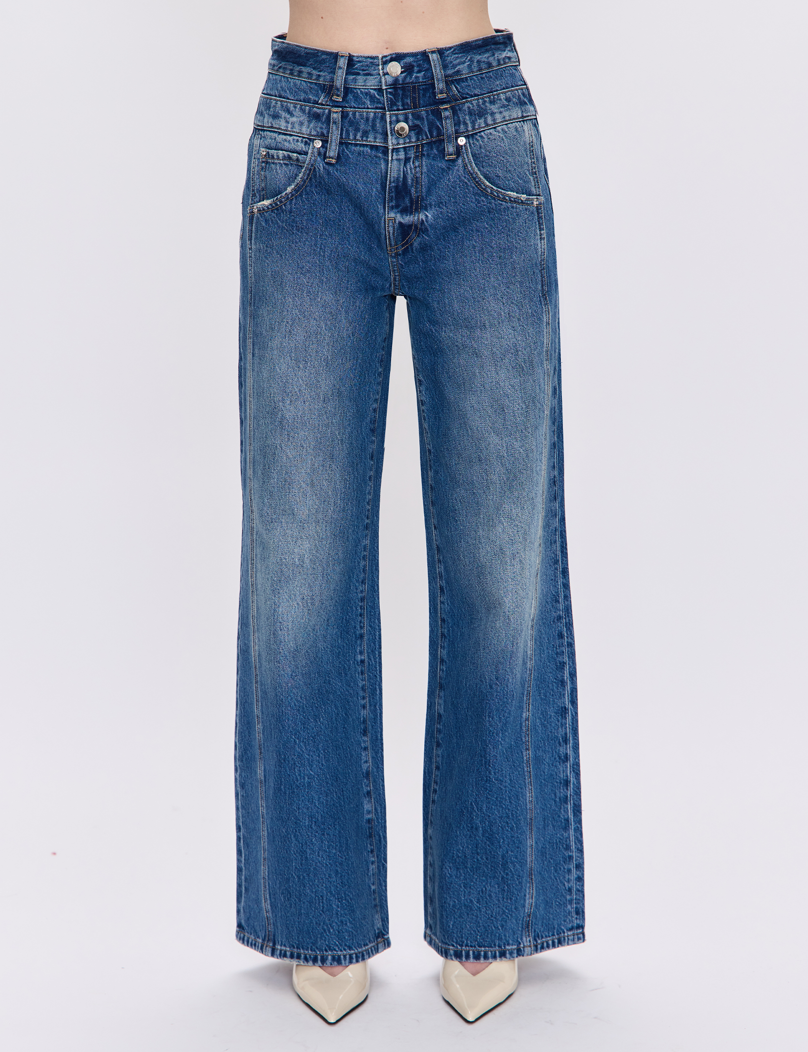 Caleb High Rise Relaxed Stacked Waist, Echo