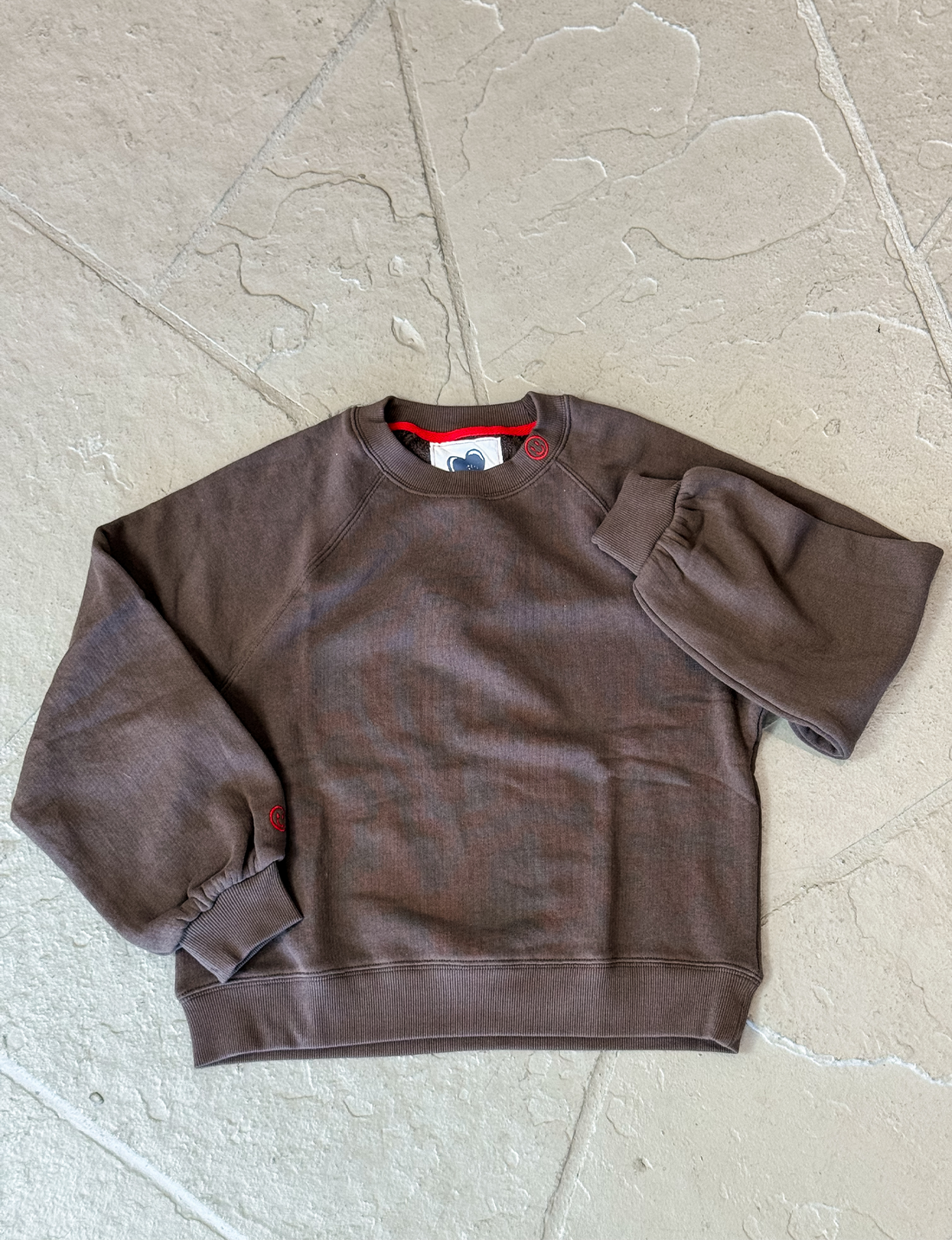 Smiley Face Sweatshirt, Bark