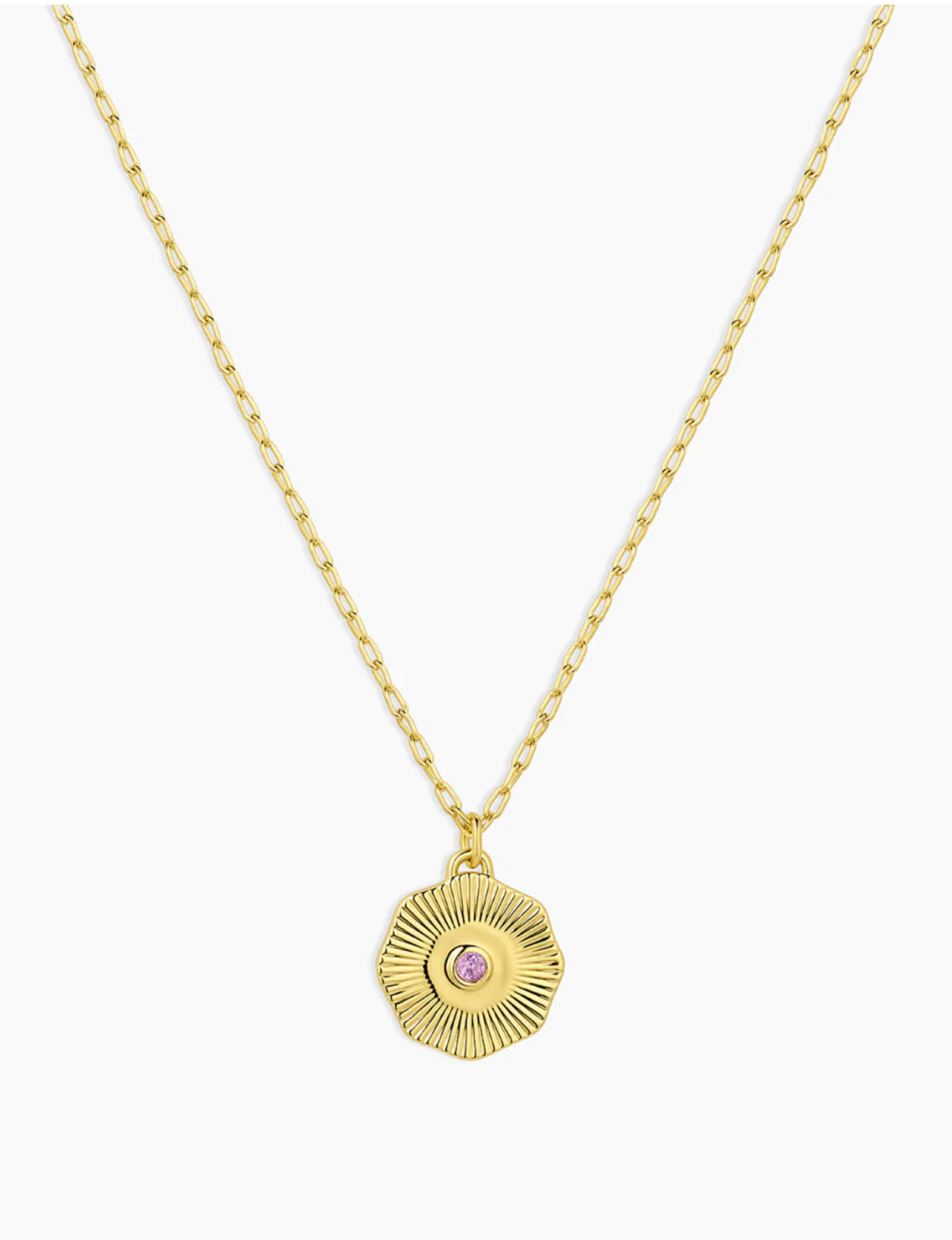 Birthstone Coin Necklace (February), Gold/Amethyst
