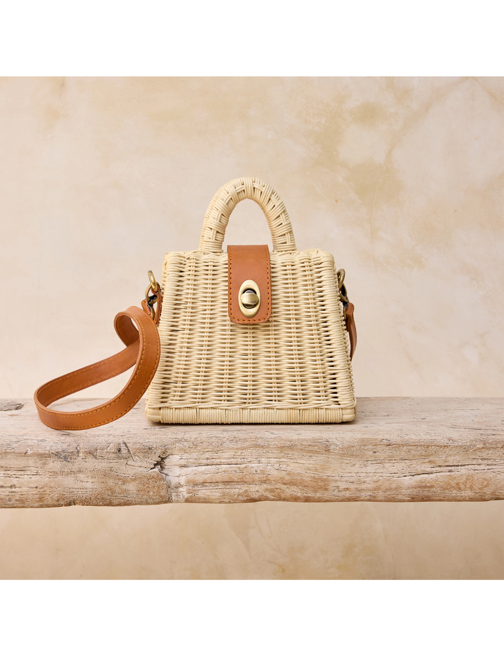 Rattan Crossbody, Petite Ivory