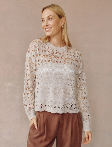 Crochet Sweater, Soft Almond
