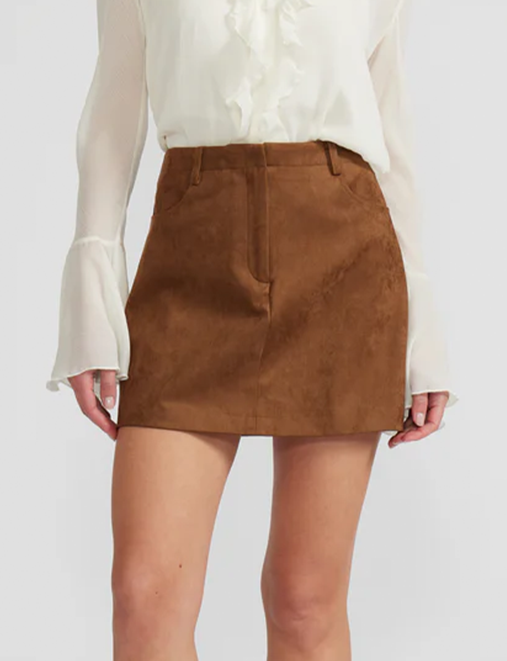Darry Mini Skirt, Toffee Suede