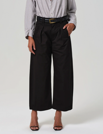Cara Cropped Twill Trouser, Black