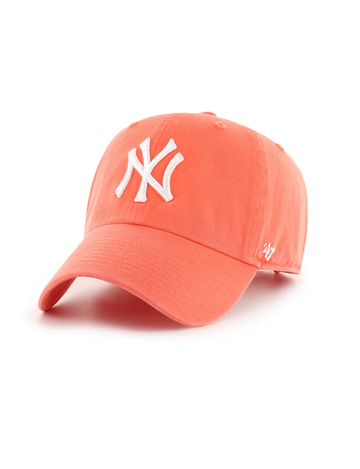 NY Yankees Clean Up Cap, Grapefruit/White