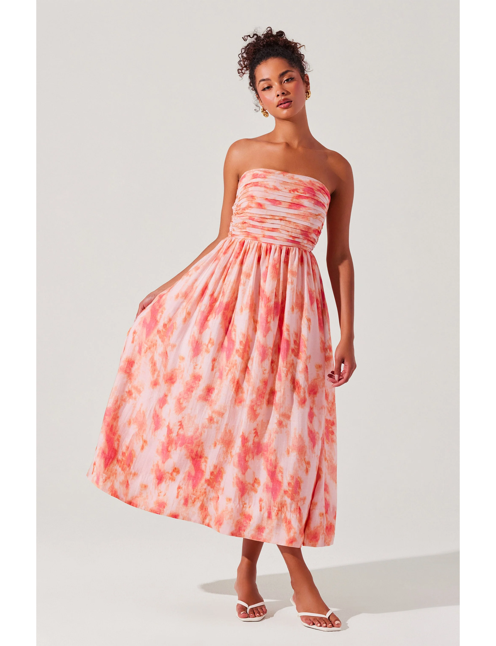 Aneesha Dress, Coral Tie Dye