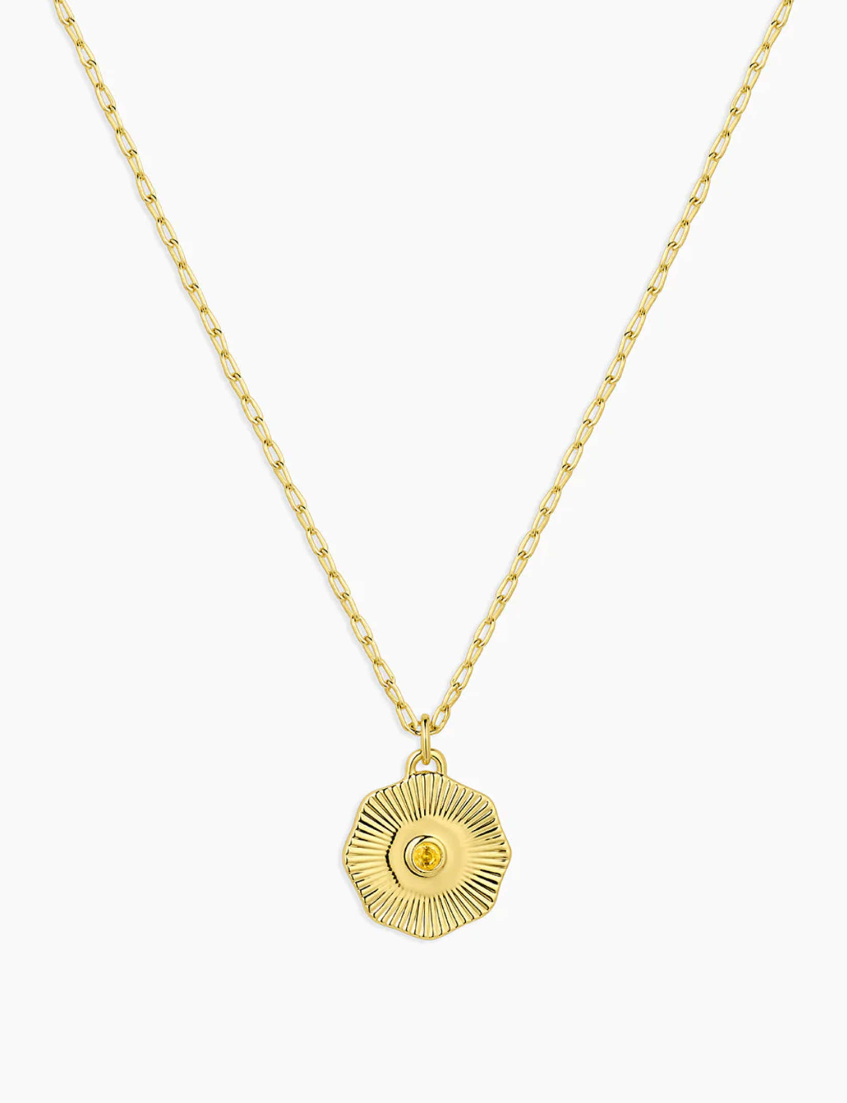 Birthstone Coin Necklace (November), Gold/Citrine