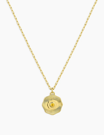 Birthstone Coin Necklace (November), Gold/Citrine